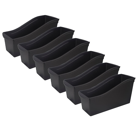 Storex Book Bin, Plastic, Black, 6 PK 70109E06C